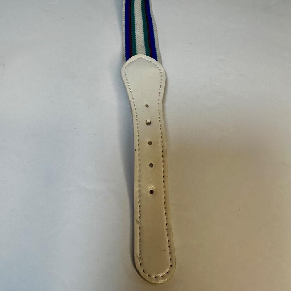 Vintage TanJay Striped Elastic Belt Size 18 Multicolor Ring Buckle - Picture 5 of 6